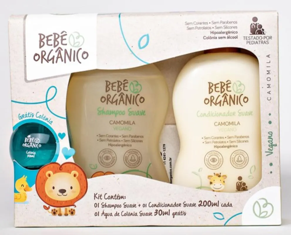 BO - KIT SUAVE SHAMPOO + CONDICIONADOR + AGUA DE COLONIA - BEBÊ ORGÂNICO
