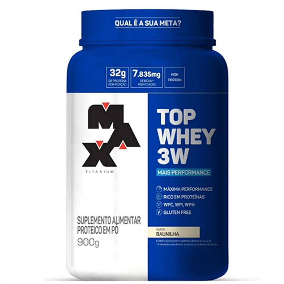 TOP WHEY 3W + PERFORMANCE 900G - MAX TITANIUM : BAUNILHA