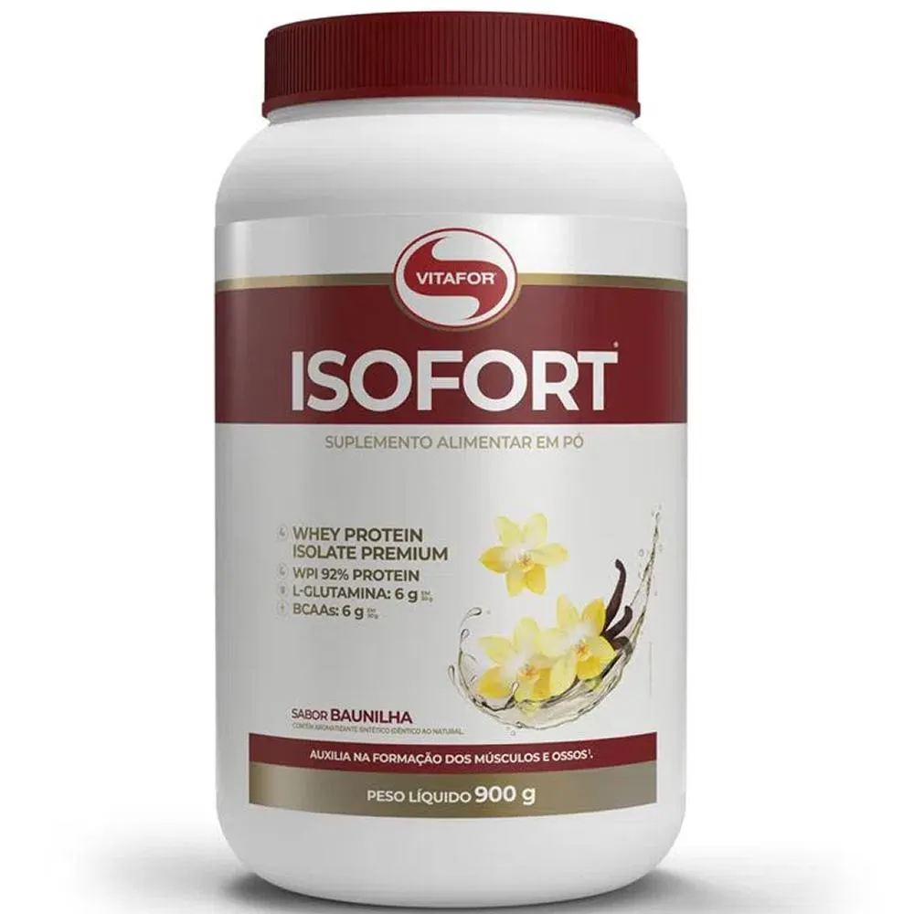 Whey Isolado Isofort  900g - Vitafor Suplemento Alimentar Sabor Baunilha