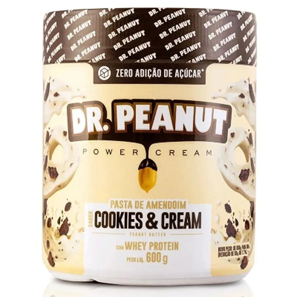 Pasta de Amendoim Pro 600g com Whey Protein - Dr Peanut - Cookies & Cream