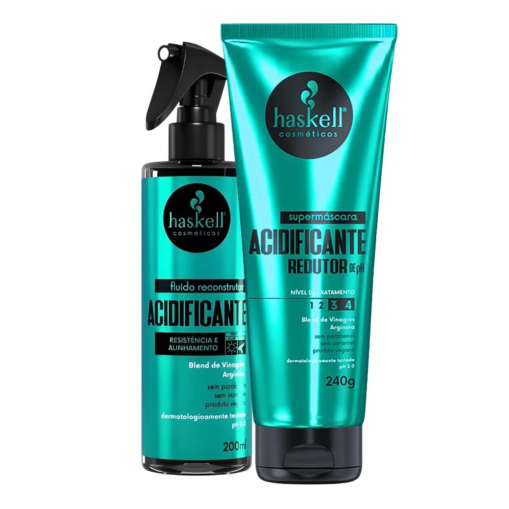 KIT FLUíDO E SUPERMáSCARA ACIDIFICANTE HASKELL 200ML/240G