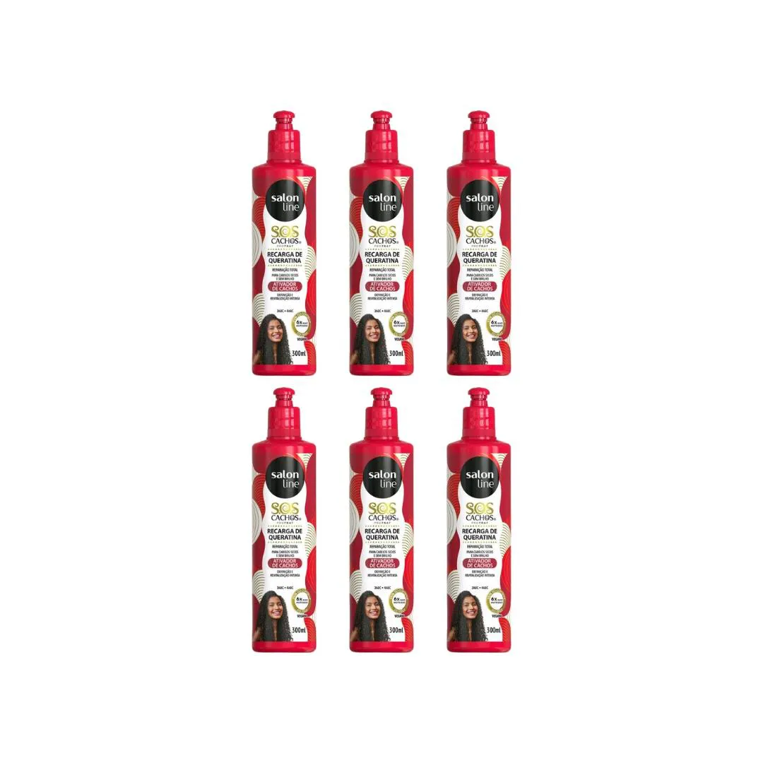 ATIVADOR DE CACHOS SALON LINE SOS RECAR QUERATINA 300ML- 6UN