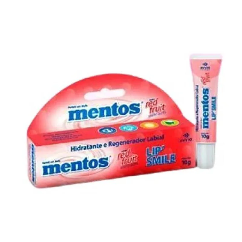 HIDRATANTE E REGENERADOR LABIAL MENTOS LIP SMILE RED FRUIT 10G