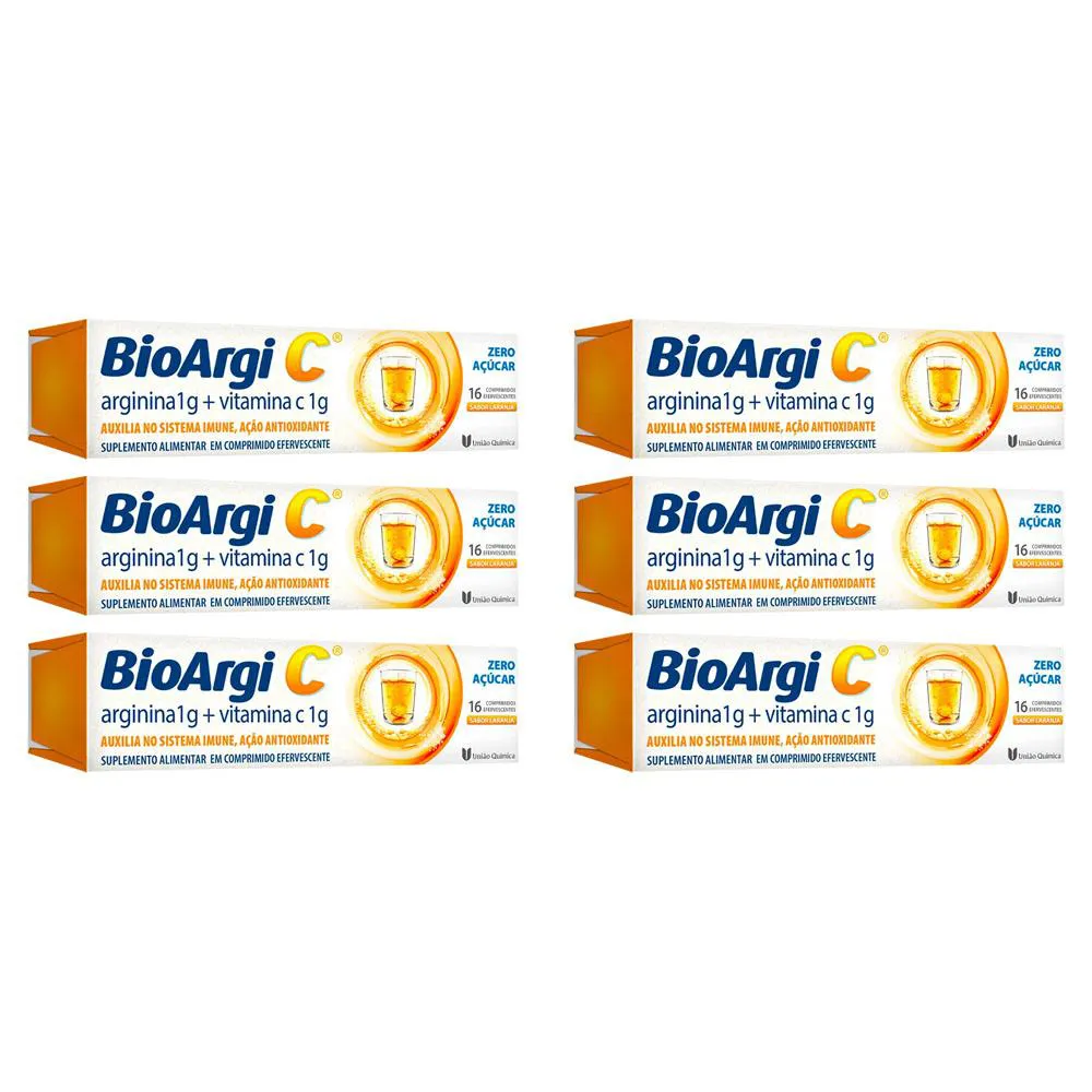 KIT 6 BIOARGI C ARGININA + VITAMINA C 16CPS - UNIãO QUíMICA