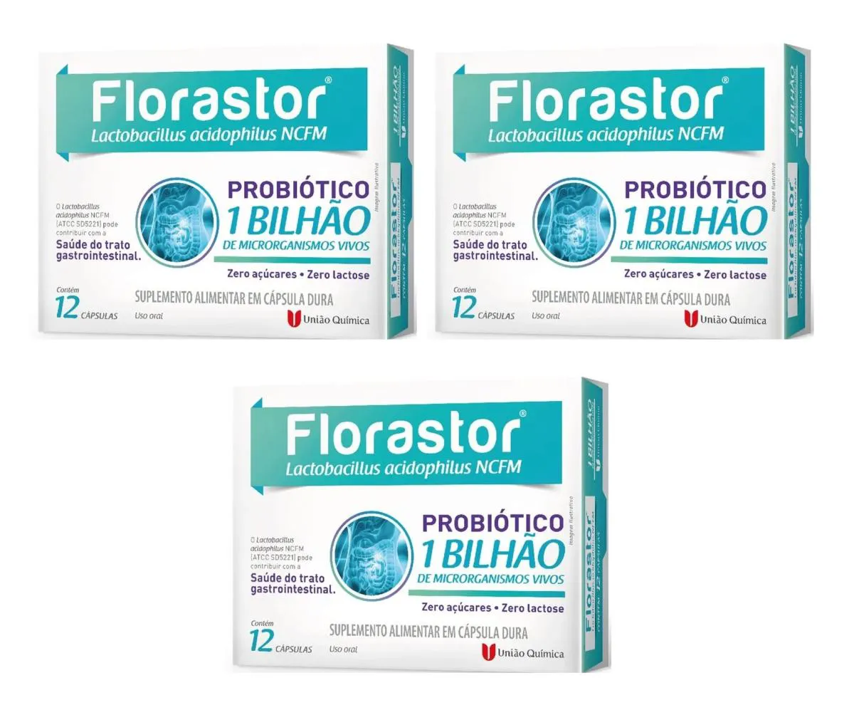 KIT 3 FLORASTOR LACTOBACILLUS 12CPS - UNIãO QUíMICA