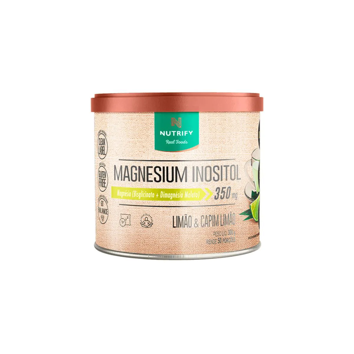 MAGNESIUM INOSITOL 300G  BLISGLICINATO TODOS SABORES NUTRIFY Limão AMP