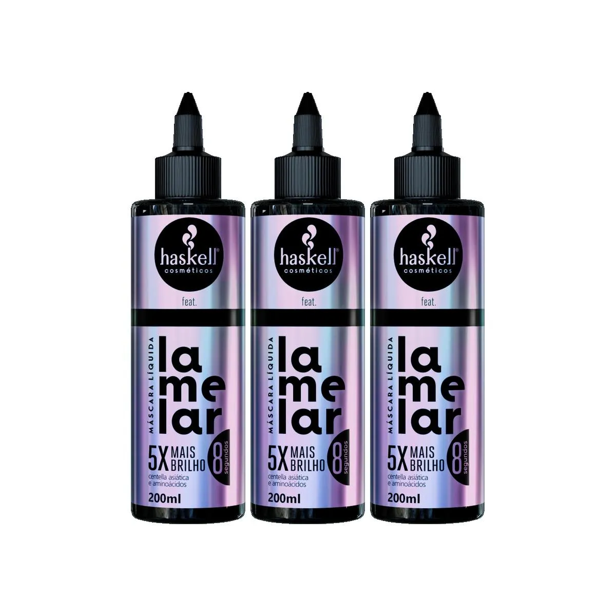 KIT 3 MáSCARAS LíQUIDA LAMELAR 200ML - HASKELL COSMéTICOS