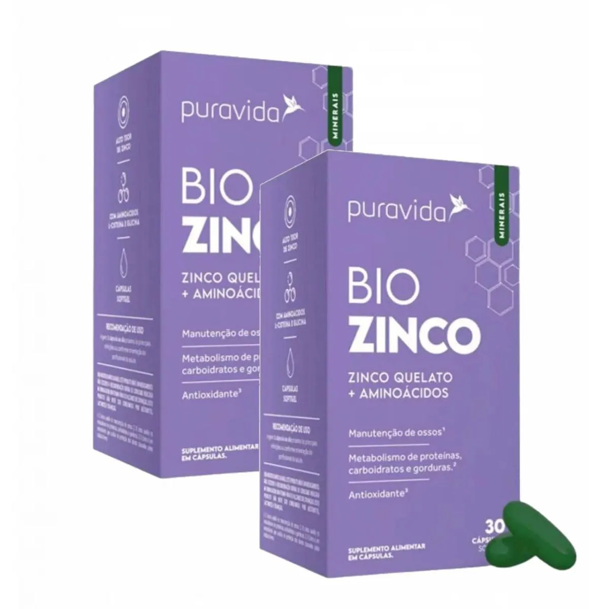 2X BIO ZINCO PURAVIDA - ZINCO QUELADO + AMINOáCIDOS SEM Sabor