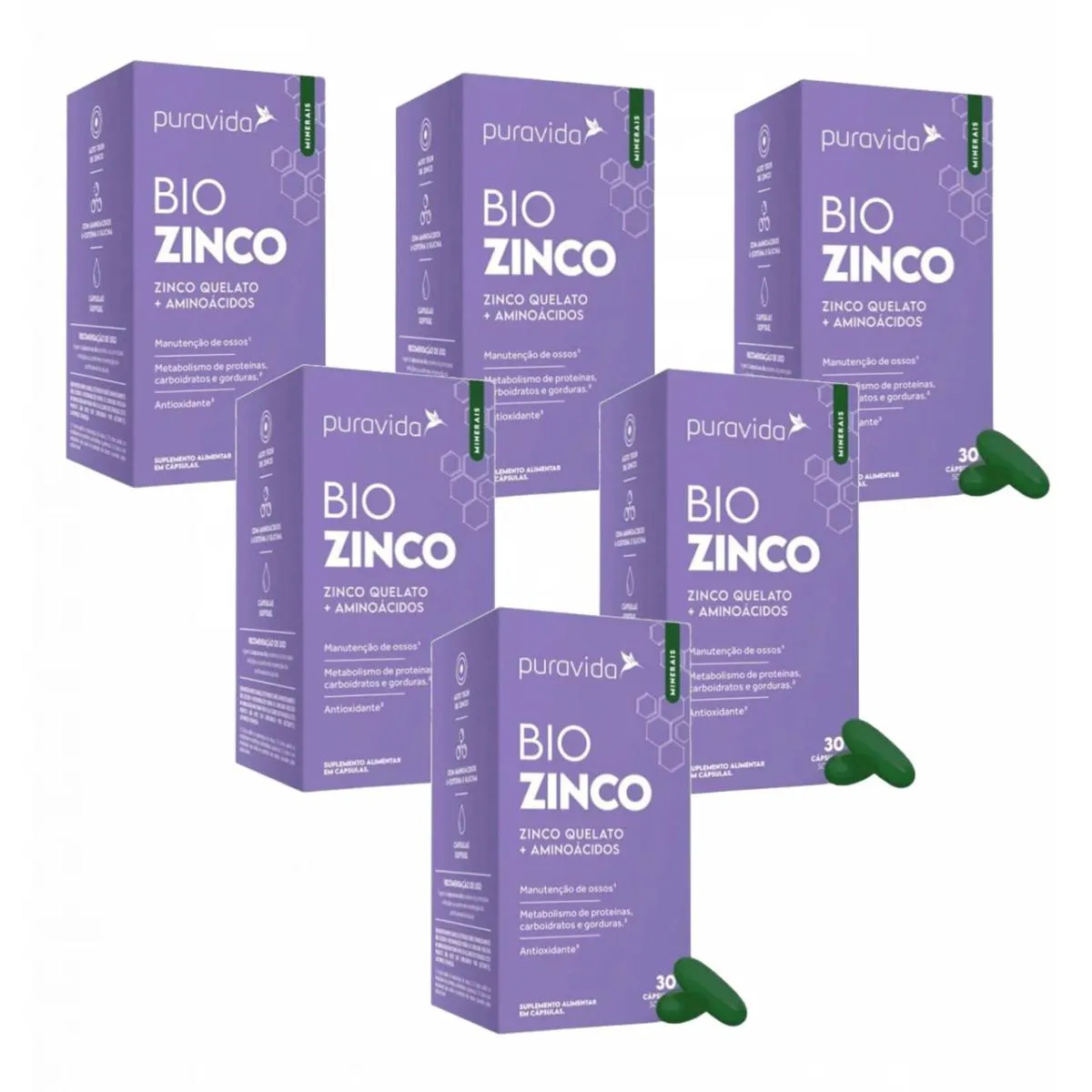 6X BIO ZINCO PURAVIDA - ZINCO QUELADO + AMINOáCIDOS SEM Sabor