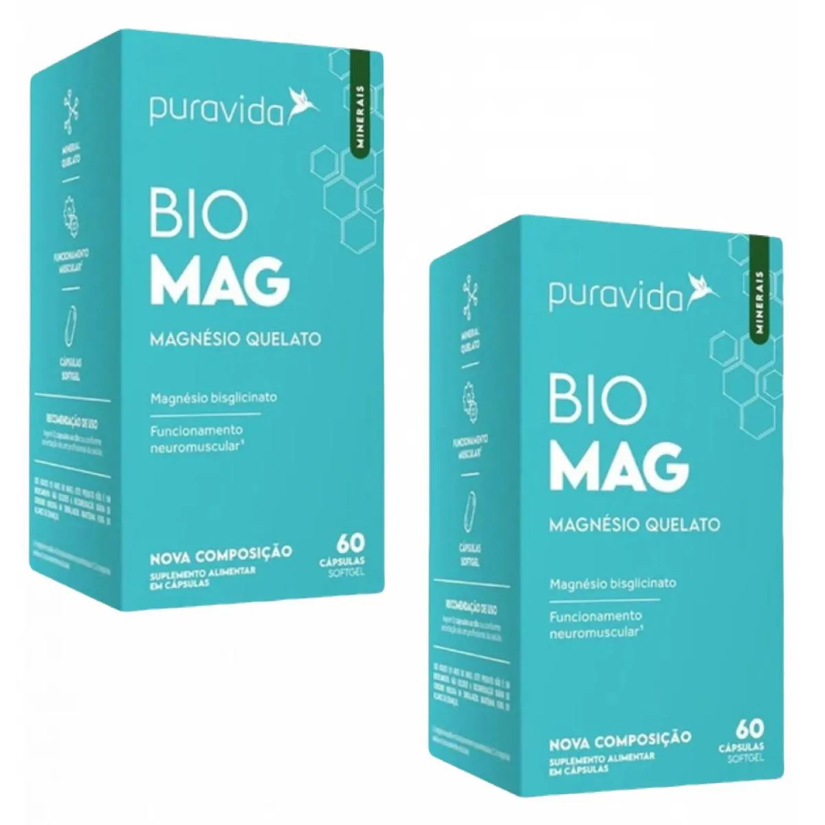 2X BIO MAG- MAGNéSIO QUELATO- 60 SOFTGEL- PURA VIDA