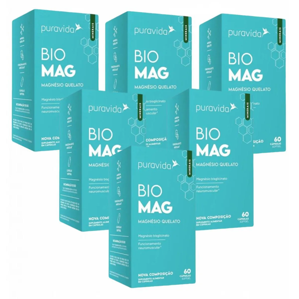 6X BIO MAG- MAGNéSIO QUELATO- 60 SOFTGEL- PURA VIDA