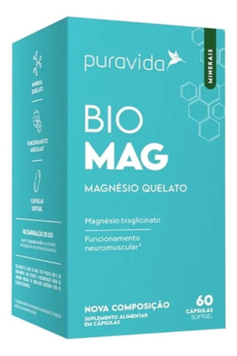 BIO MAG- MAGNéSIO QUELATO- 60 SOFTGEL- PURA VIDA