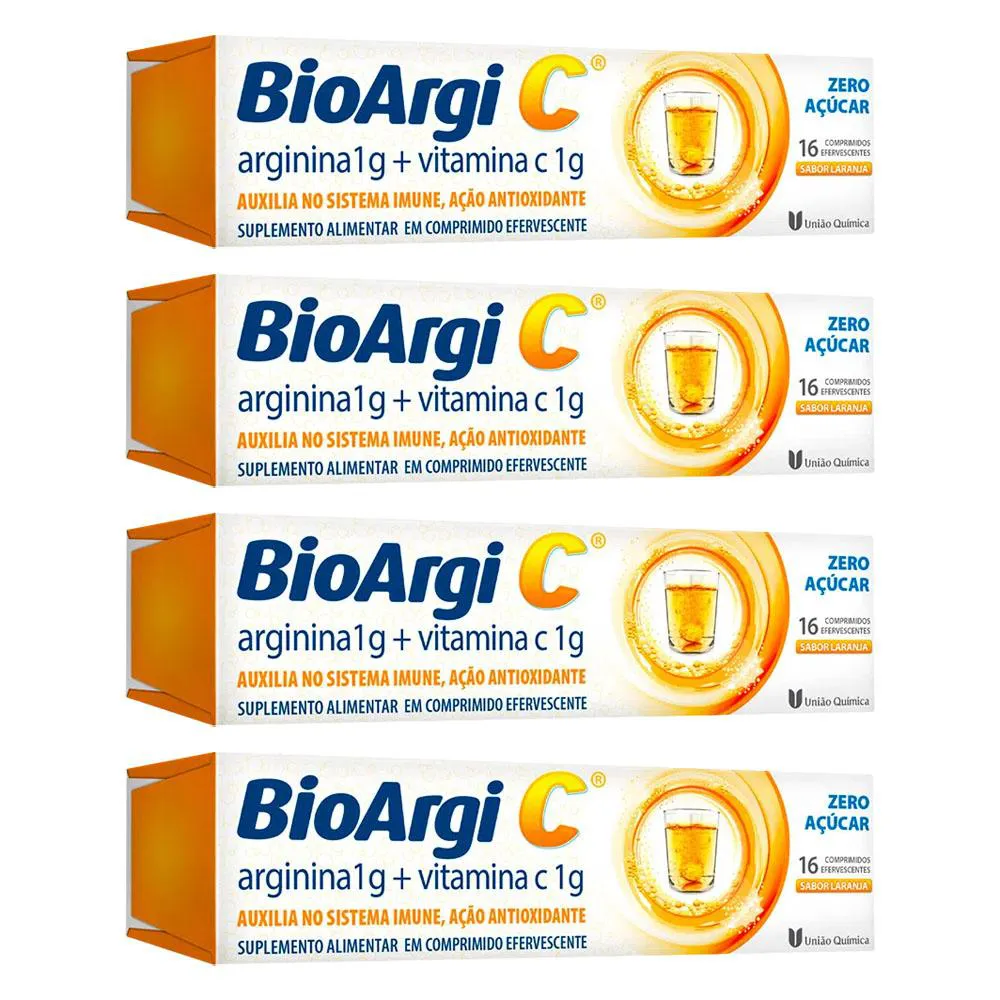KIT 4 BIOARGI C ARGININA + VITAMINA C 16CPS - UNIãO QUíMICA