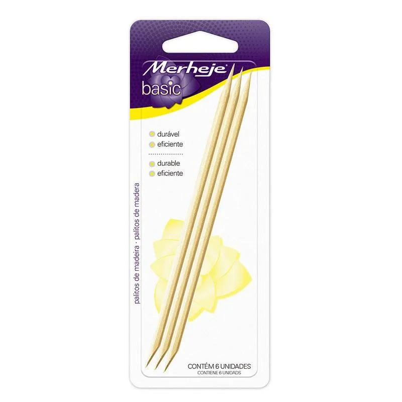 PALITO DE MADEIRA PARA UNHAS BASIC C/6 UNID. - MERHEJE