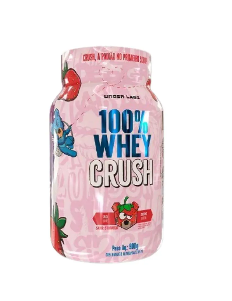 100% WHEY CRUSH 900G COM COENZIMA Q10 - UNDER LABZ Morango