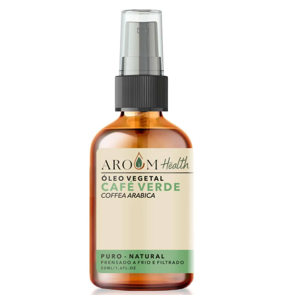 ÓLEO VEGETAL DE CAFé VERDE 100% PURO NATURAL CABELO E PELE - 50 ML AROOM HEALTH