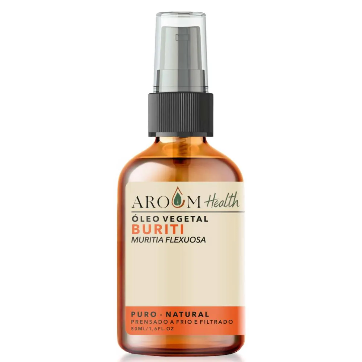 ÓLEO VEGETAL DE BURITI 100% PURO NATURAL CABELO E PELE - 50 ML AROOM HEALTH