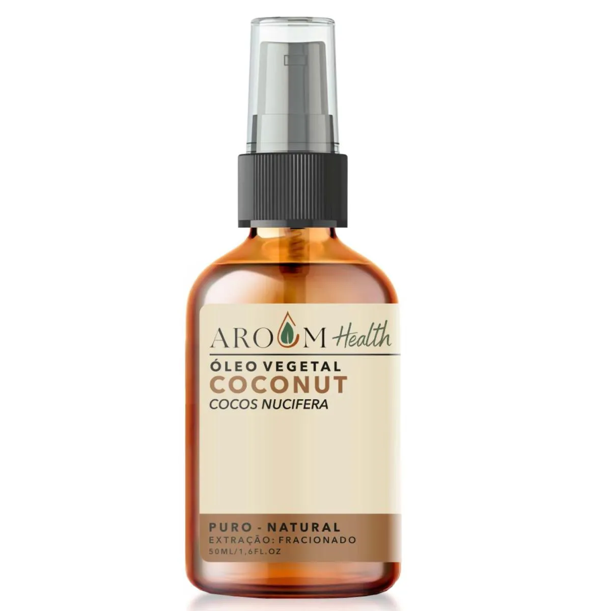 ÓLEO VEGETAL DE COCO ( LíQUIDO ) 100% PURO NATURAL CABELO E PELE - 50 ML AROOM HEALTH