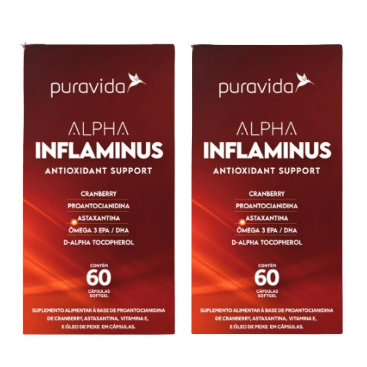 KIT 2 ALPHA INFLAMINUS ANTIOXIDANTE ASTAXANTINA EPA PURAVIDA SEM Sabor