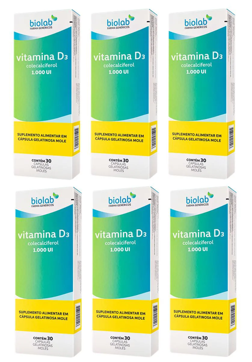 KIT 6 VITAMINA D3 1000UI 30 CáPSULAS - BIOLAB