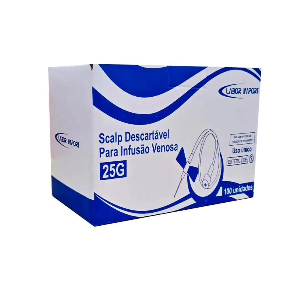 SCALP DESCARTÁVEL PARA INFUSÃO VENOSA 25G 100UN LABOR IMPORT