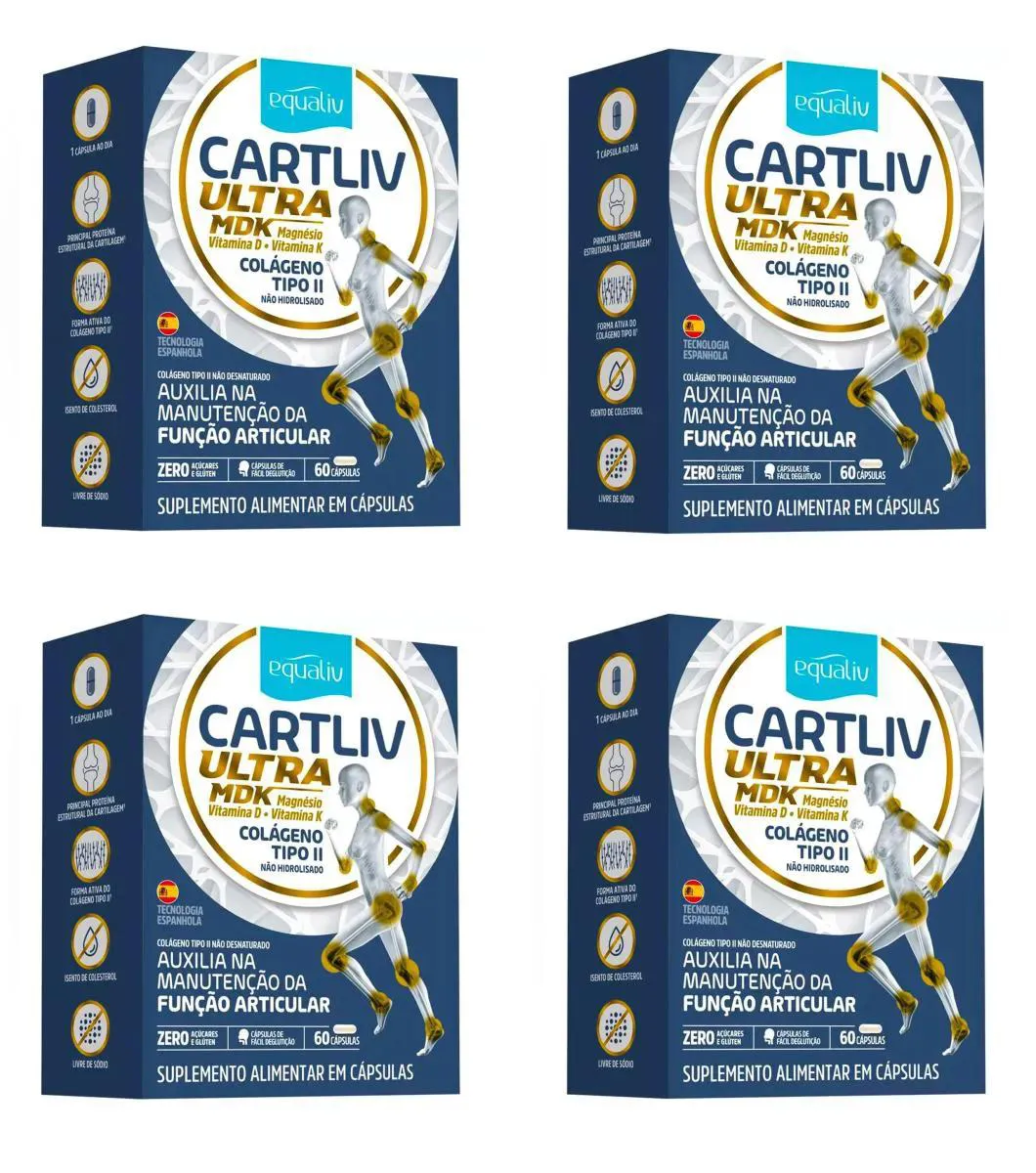 KIT 4 SUPLEMENTOS  CARTILIV ULTRA MDK 60 CáPSULAS - EQUALIV