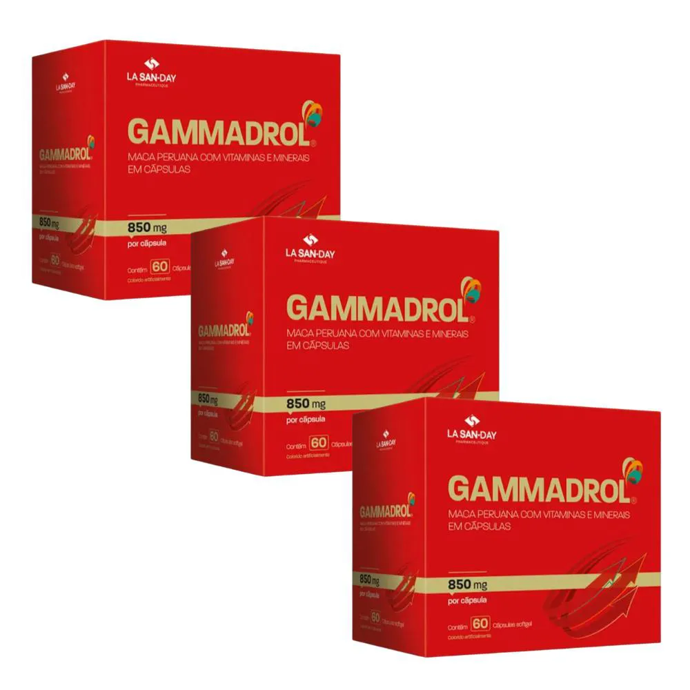 KIT 3UN GAMMADROL MACA PERUANA COM 60 CáPSULAS - LA SAN DAY