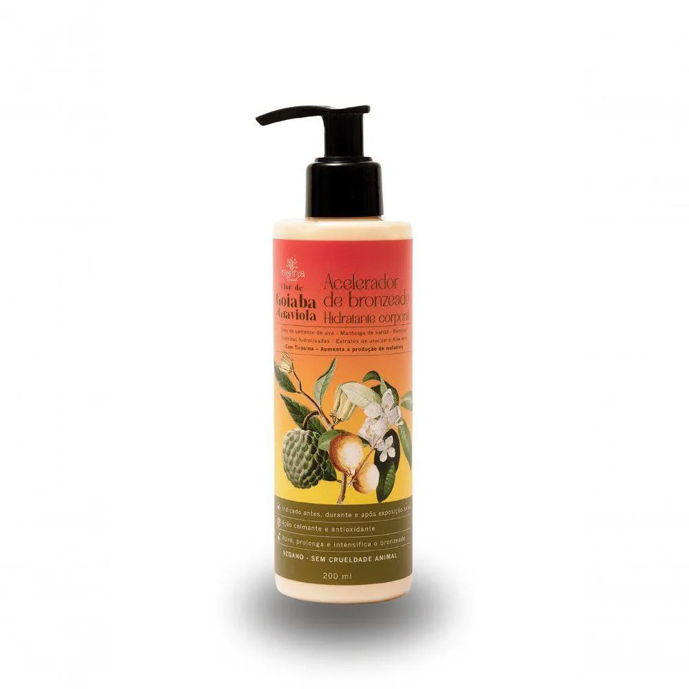 ACELERADOR DE BRONZEADO HIDRATANTE CORPORAL FLOR DE GOIABA E GRAVIOLA 200ML