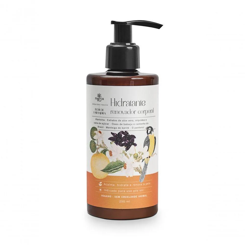 LOçãO HIDRATANTE CORPORAL VEGANA ORQUíDEA NEGRA E FLOR DE LARANJEIRA 250ML