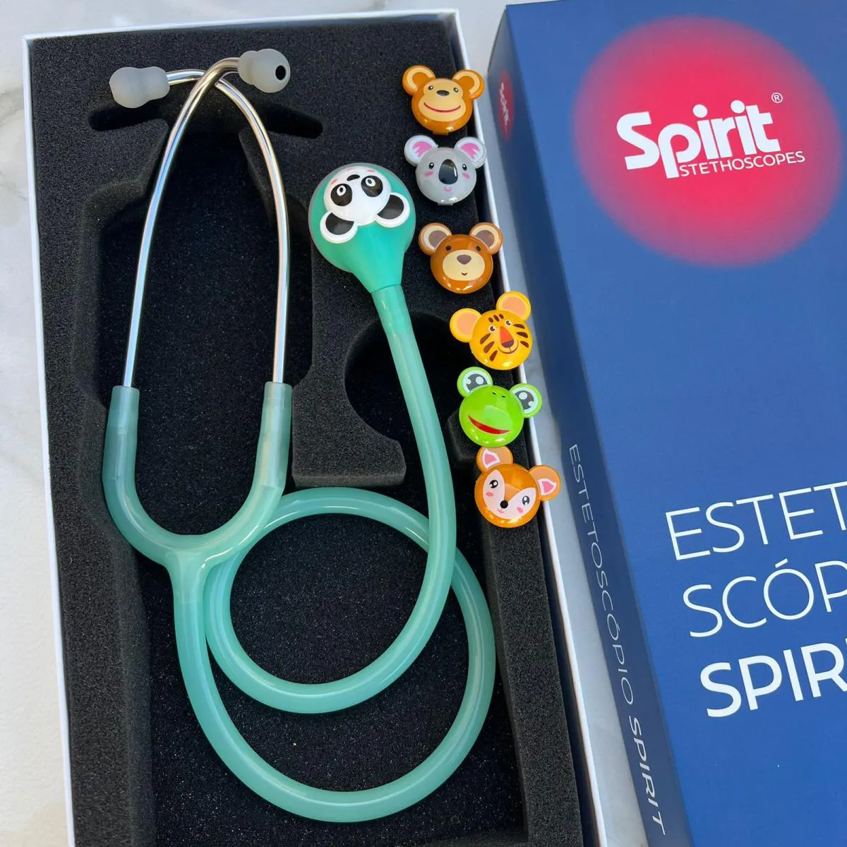 ESTETOSCóPIO SPIRIT MD MASTER LITE ANIMAL PEDIáTRICO VERDE - BICHINHOS