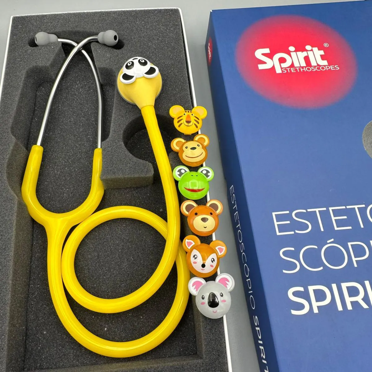 ESTETOSCóPIO SPIRIT MD MASTER LITE ANIMAL PEDIáTRICO AMARELO - BICHINHOS