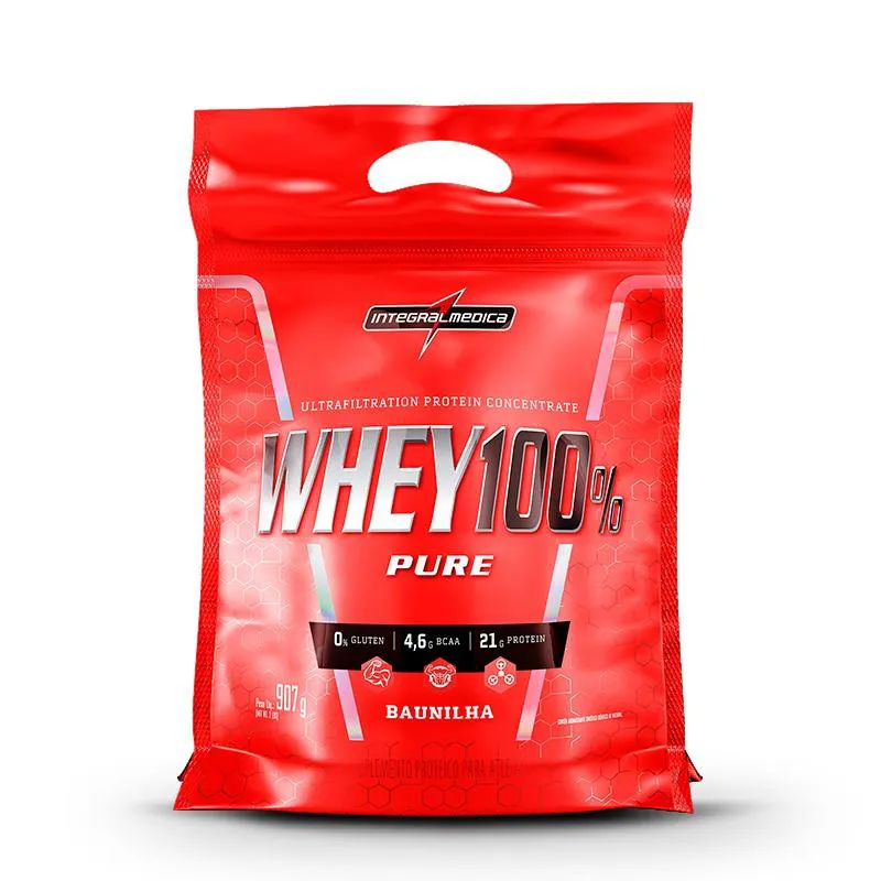 WHEY 100% PURE 900G INTEGRALMEDICA : BAUNILHA