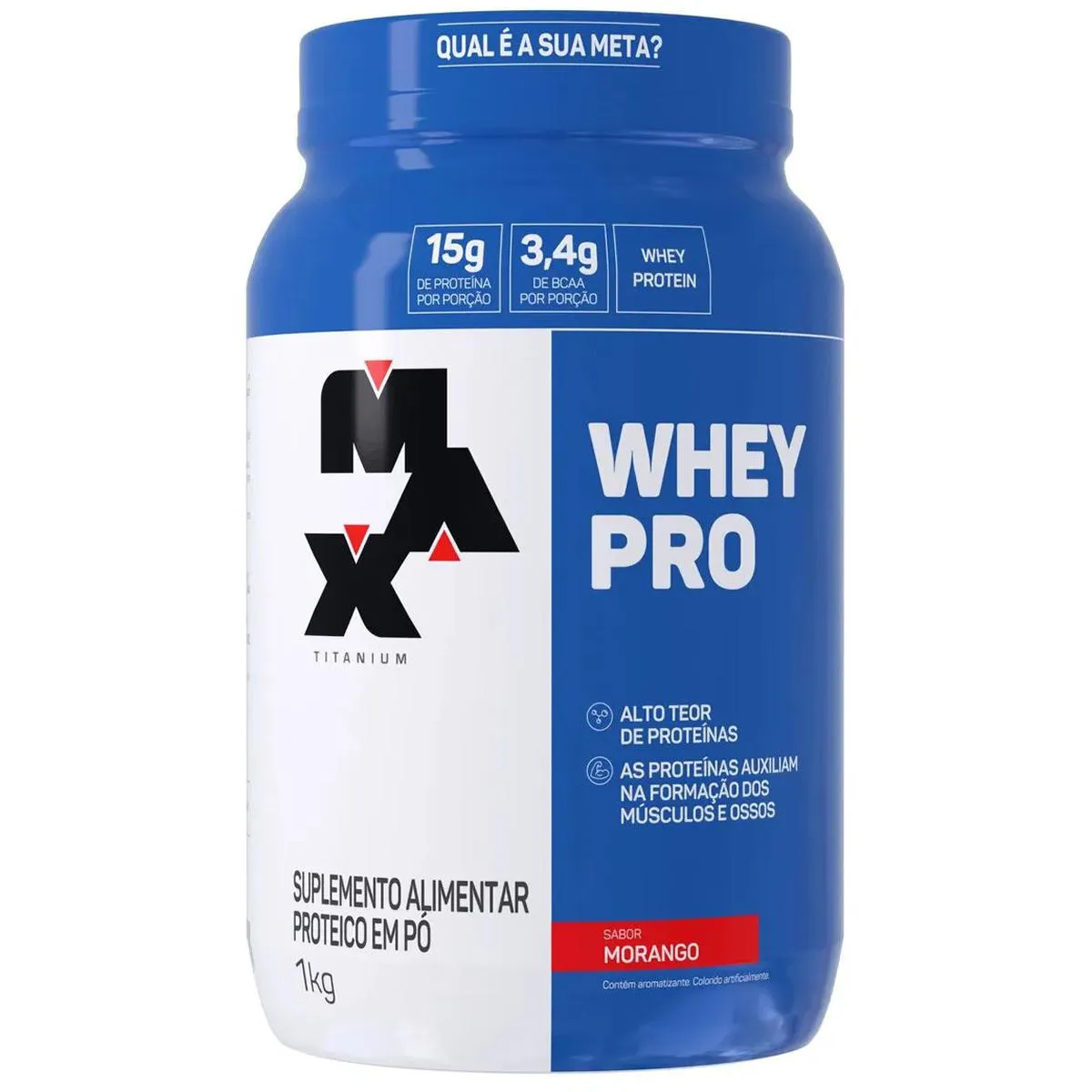 WHEY PRO 1KG MAX TITANIUM SABOR:MORANGO
