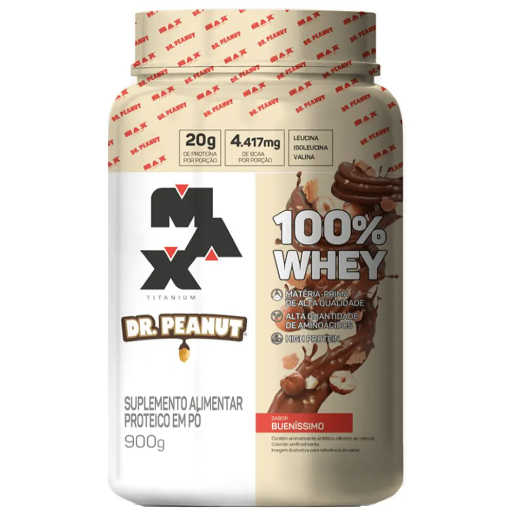 WHEY 100% DR PEANUT 900G MAX TITANIUM - SABOR:BUENISSIMO