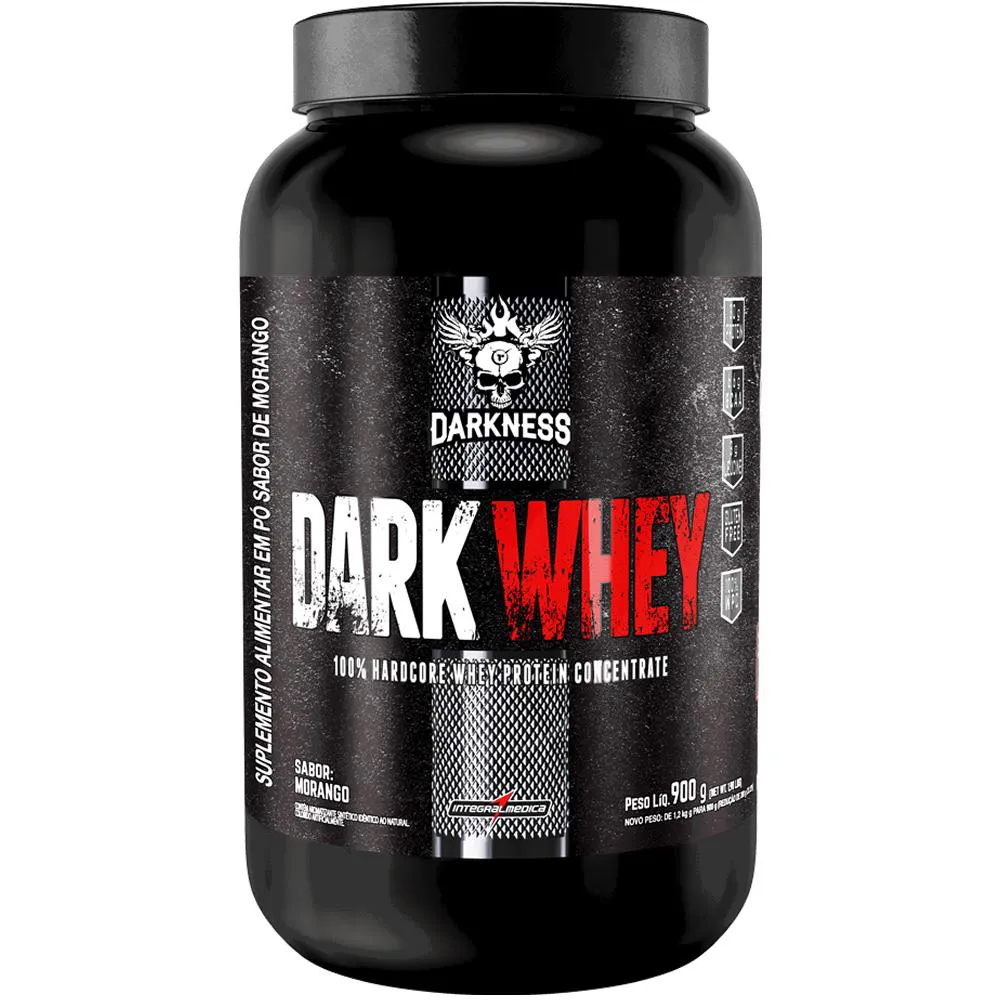 Whey Protein 100% Concentrado DarkWhey Darkness 900g Sabor Morango