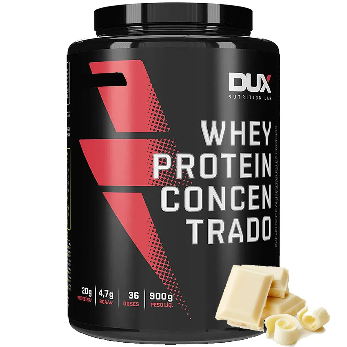 WHEY CONCENTRADO 900G DUX NUTRITION SABOR:CHOCOLATE BRANCO