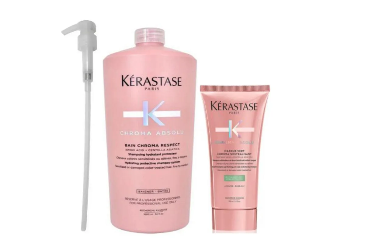 KéRATASE PARIS  - CHROMA ABSOLU SHAMPOO CHROMA 1L + MáSCARA VERT 150G