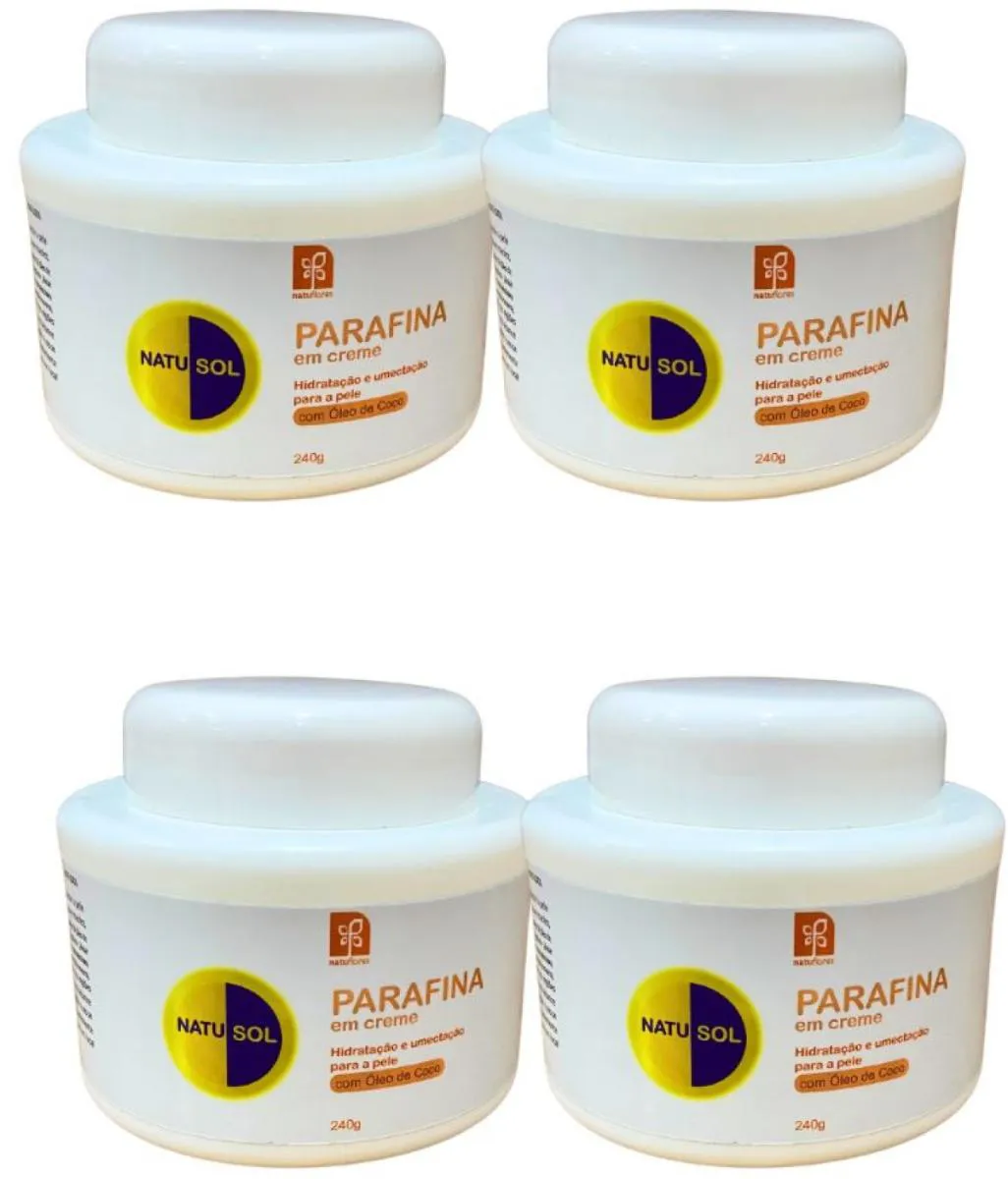 CREME HIDRATANTE PARAFINA  COM ÓLEO DE COCO NATUSOL 240GR NATUFLORES KIT 4UND