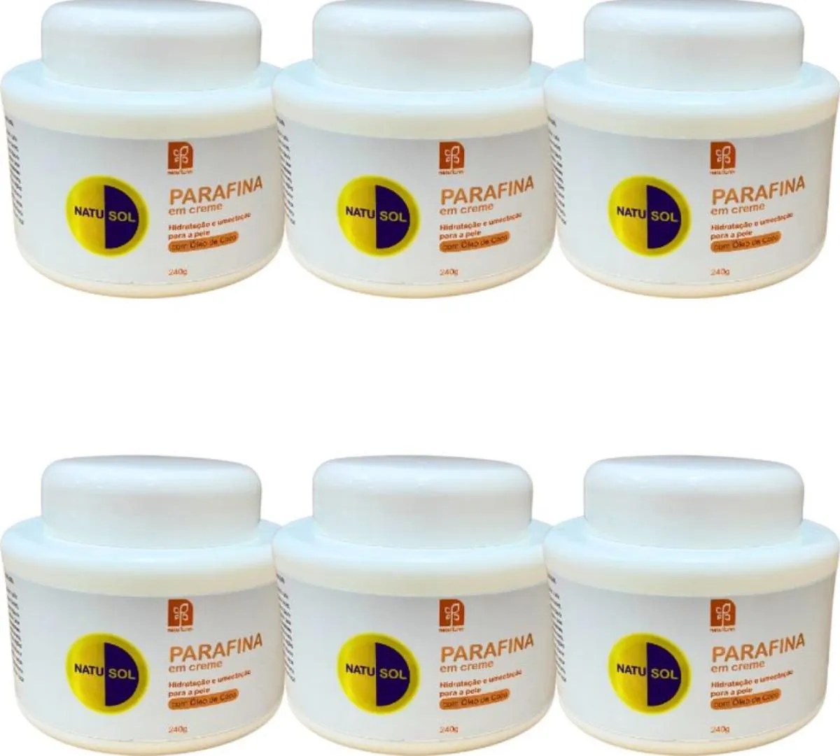 CREME HIDRATANTE PARAFINA  COM ÓLEO DE COCO NATUSOL 240GR NATUFLORES KIT 6UND