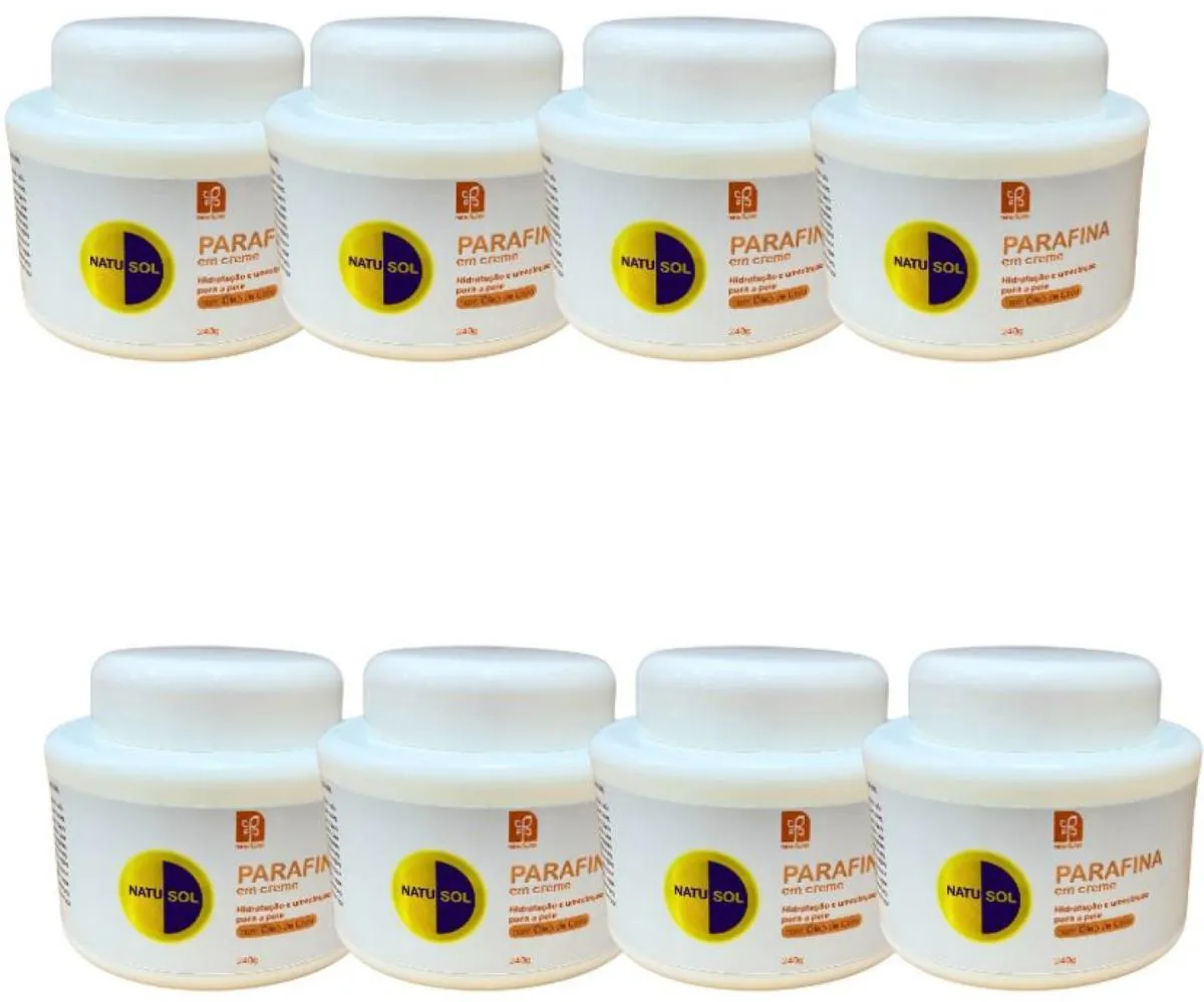CREME HIDRATANTE PARAFINA  COM ÓLEO DE COCO NATUSOL 240GR NATUFLORES KIT 8UND