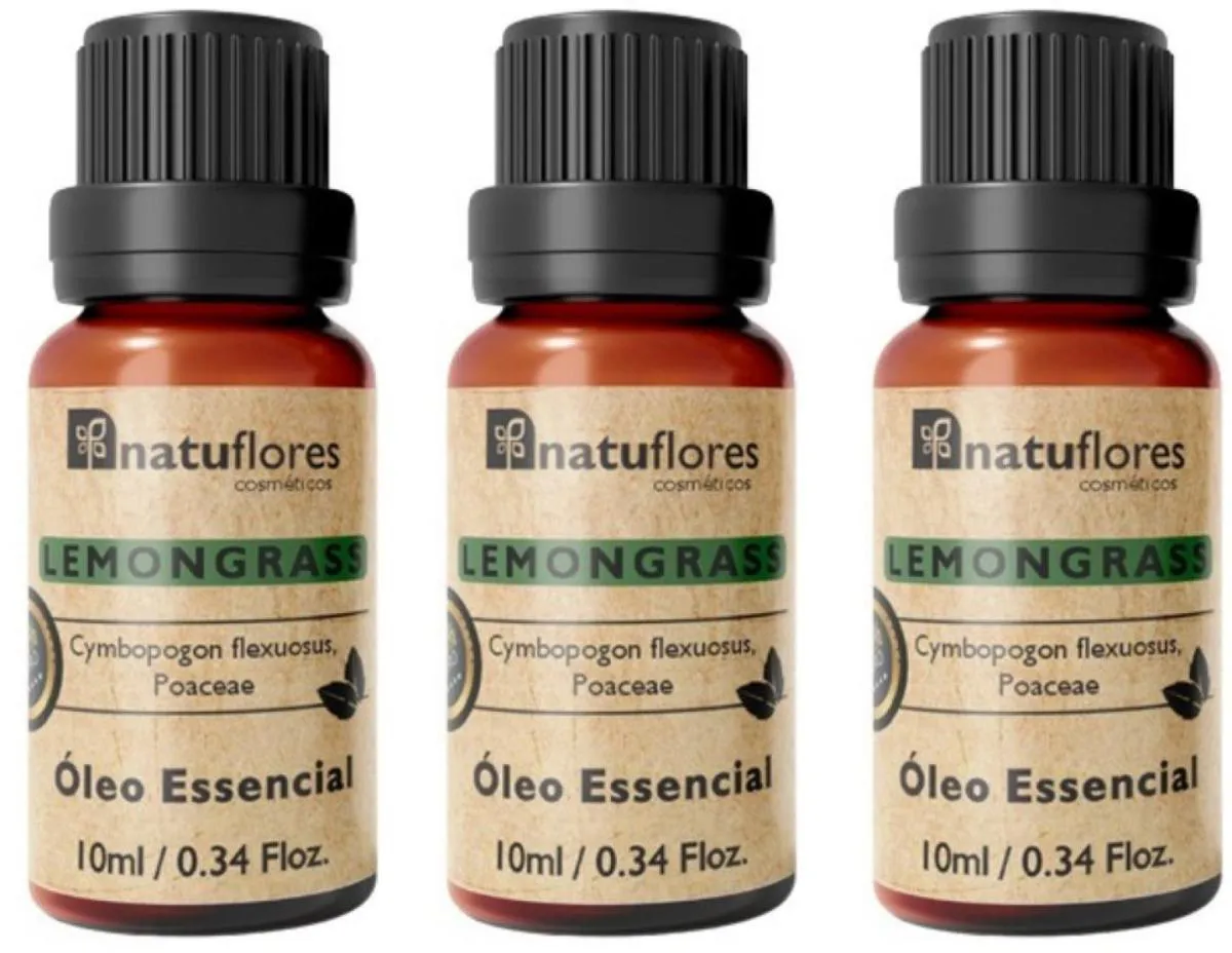 ÓLEO ESSENCIAL  LEMONGRASS 10ML NATUFLORES KIT 3UND