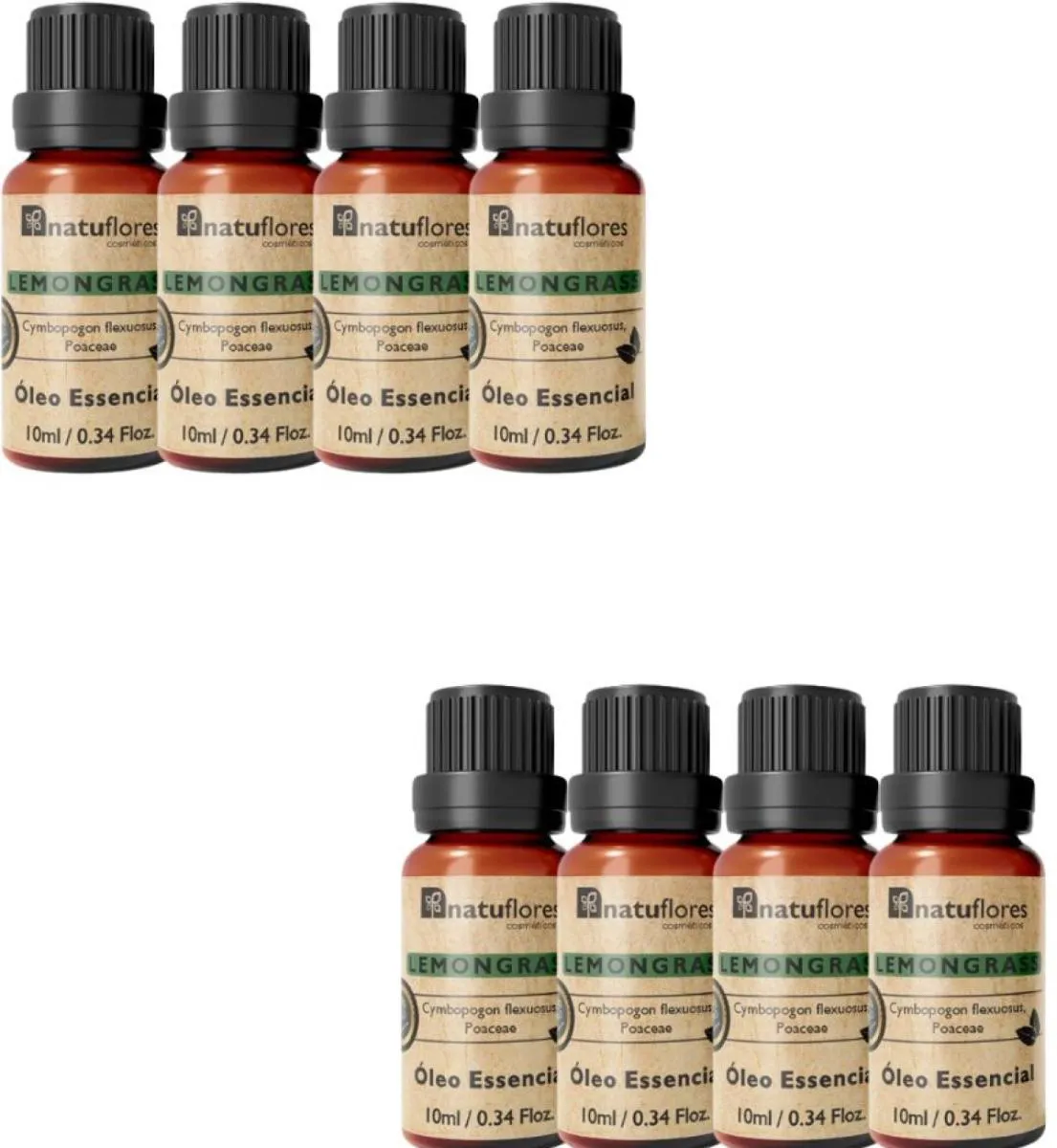 ÓLEO ESSENCIAL  LEMONGRASS 10ML NATUFLORES KIT 8UND