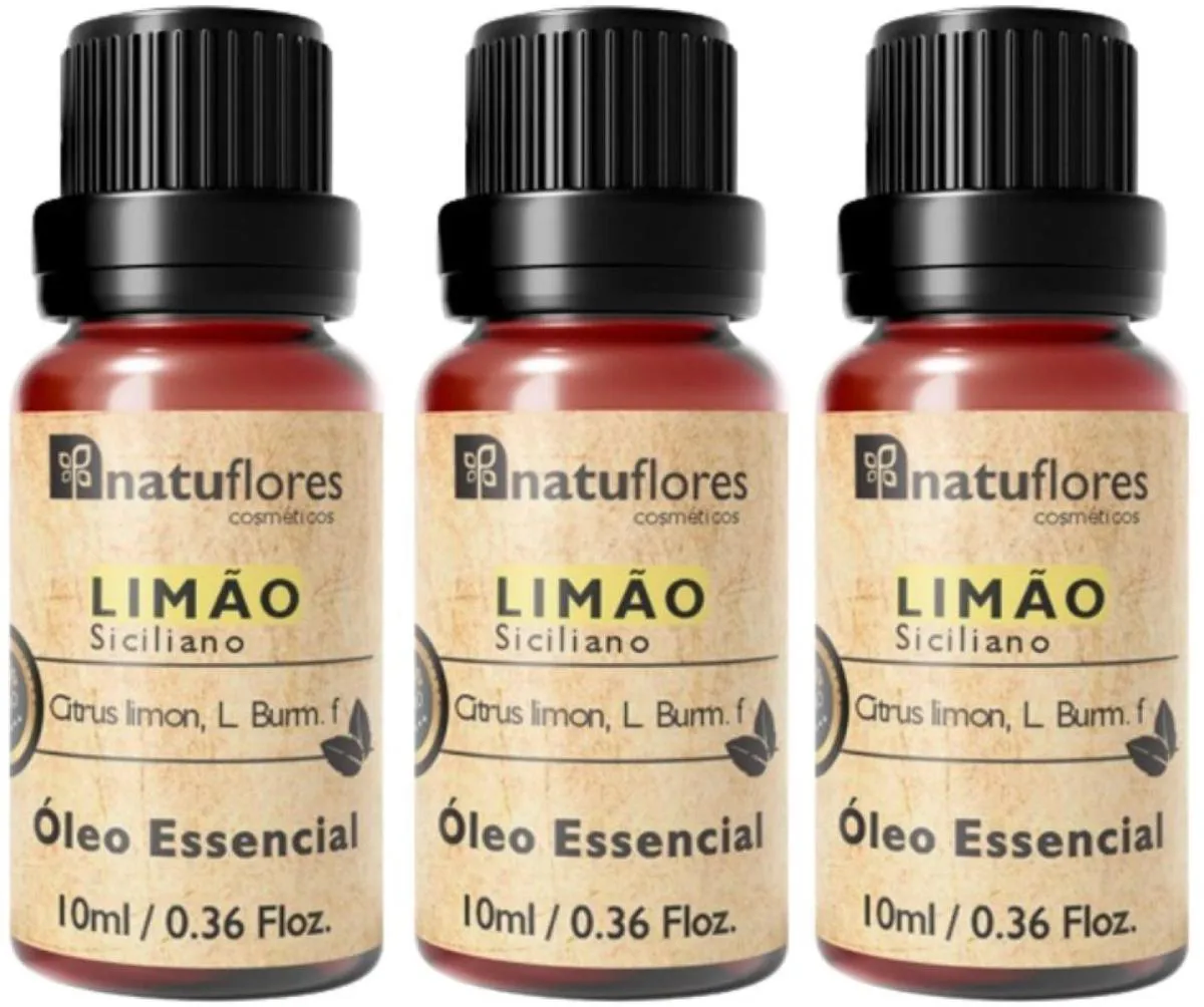 ÓLEO ESSENCIAL  LIMÃO SICILIANO 10ML NATUFLORES KIT 3UND