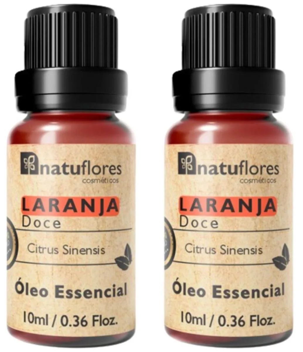 OLEO ESSENCIAL LARANJA DOCE  PURO 10ML NATUFLORES KIT 2 UND