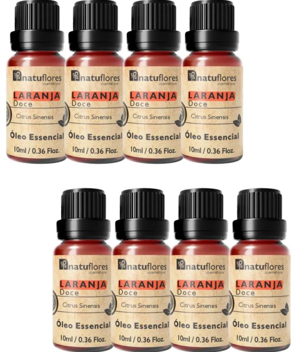 OLEO ESSENCIAL LARANJA DOCE  PURO 10ML NATUFLORES KIT 8 UND