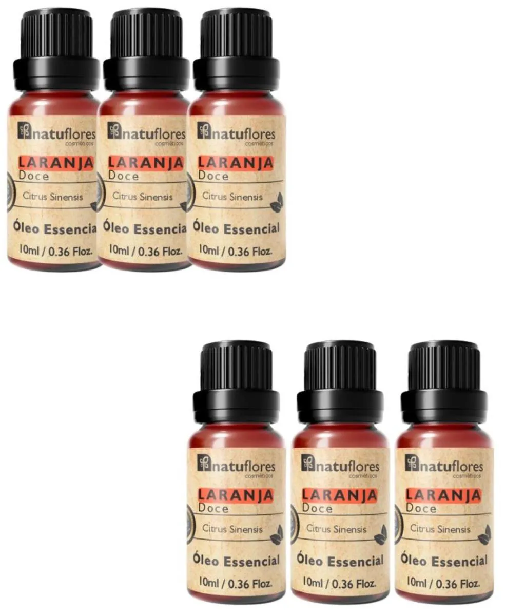 OLEO ESSENCIAL LARANJA DOCE  PURO 10ML NATUFLORES KIT 6 UND