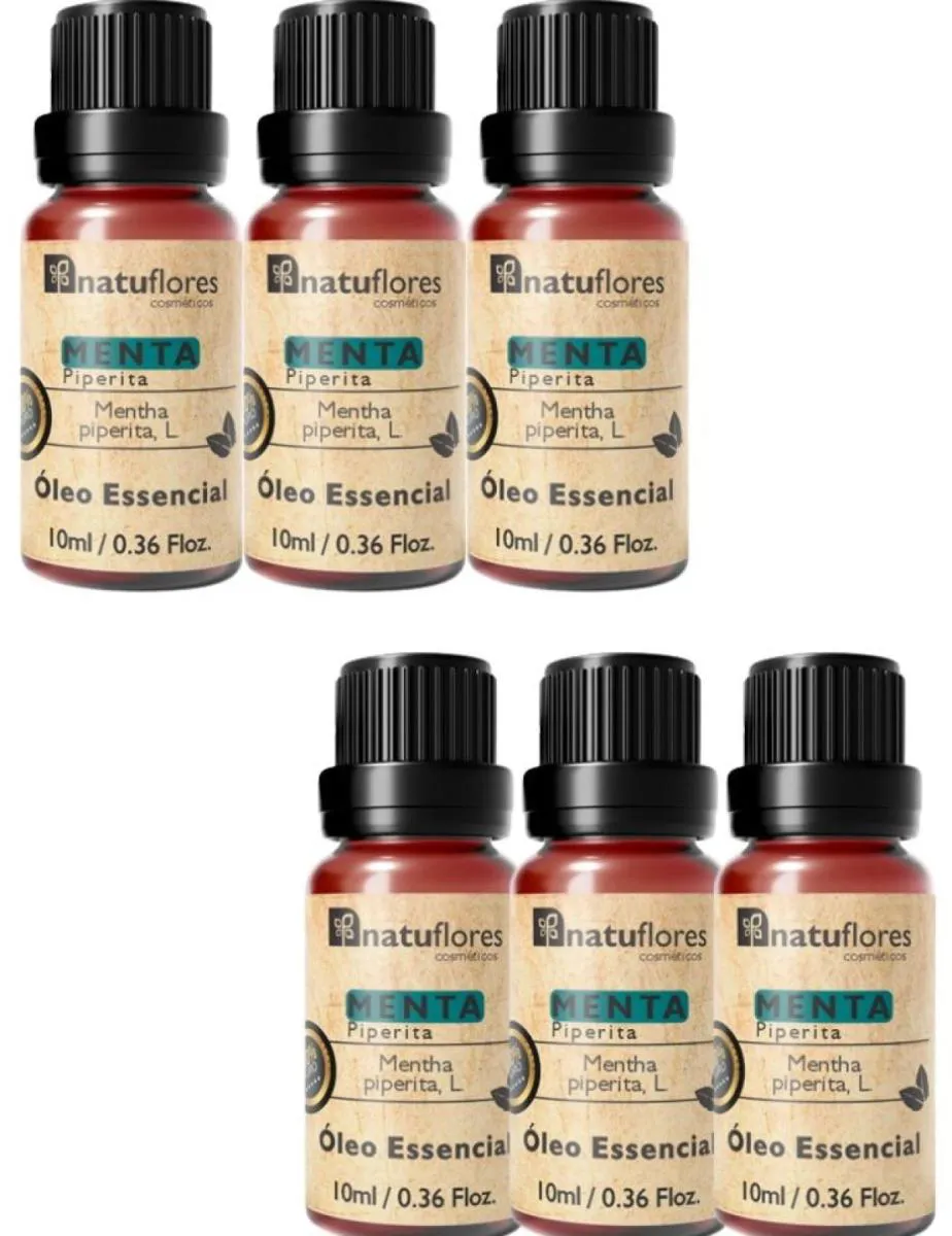 OLEO ESSENCIAL MENTA PIPERITA  PURO 10ML NATUFLORES KIT 6 UND