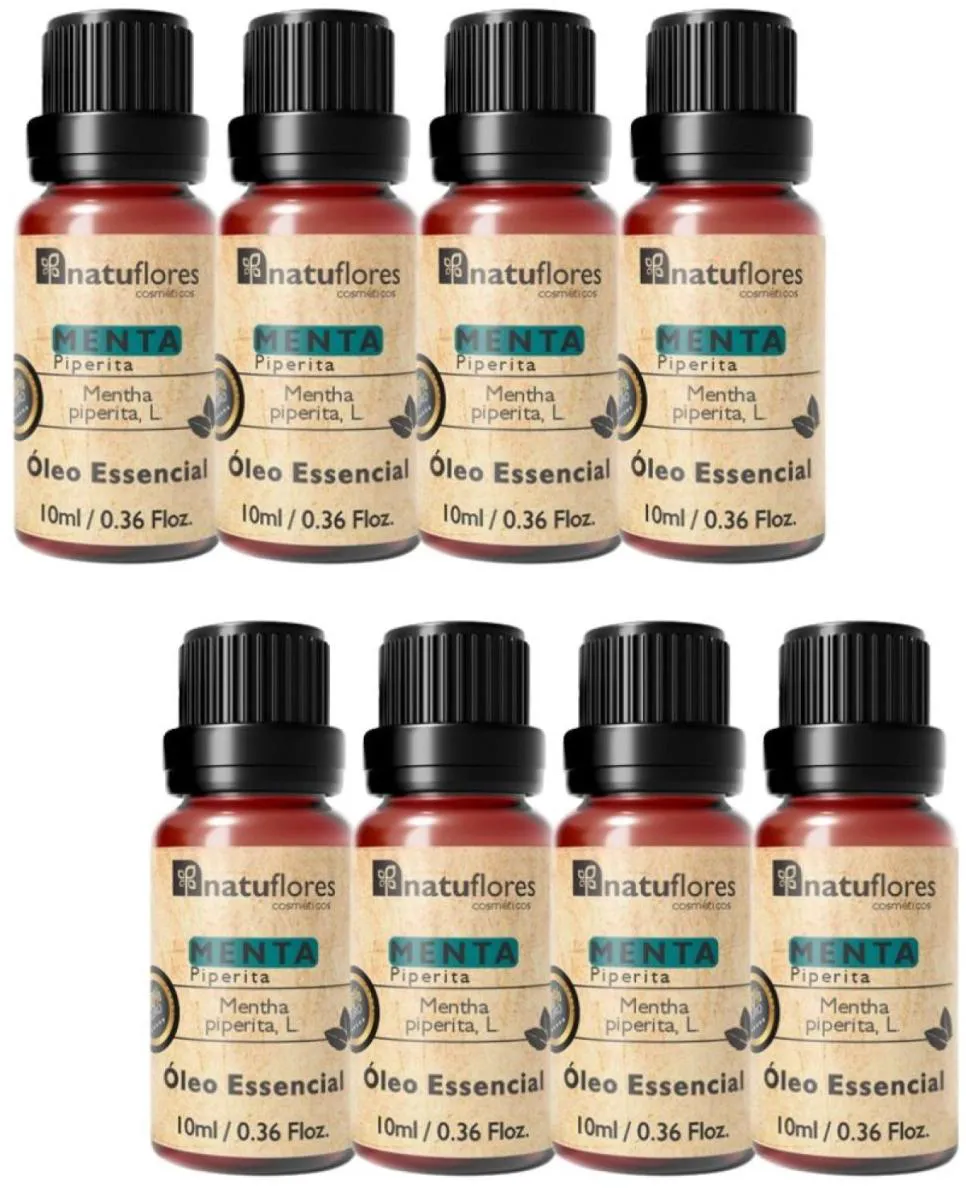 OLEO ESSENCIAL MENTA PIPERITA  PURO 10ML NATUFLORES KIT 8 UND