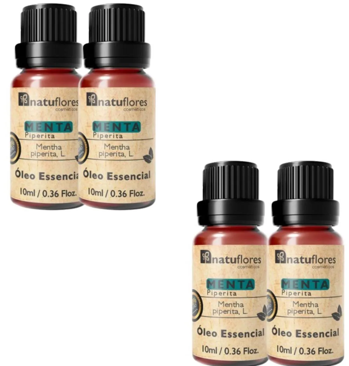 OLEO ESSENCIAL MENTA PIPERITA  PURO 10ML NATUFLORES KIT 4 UND