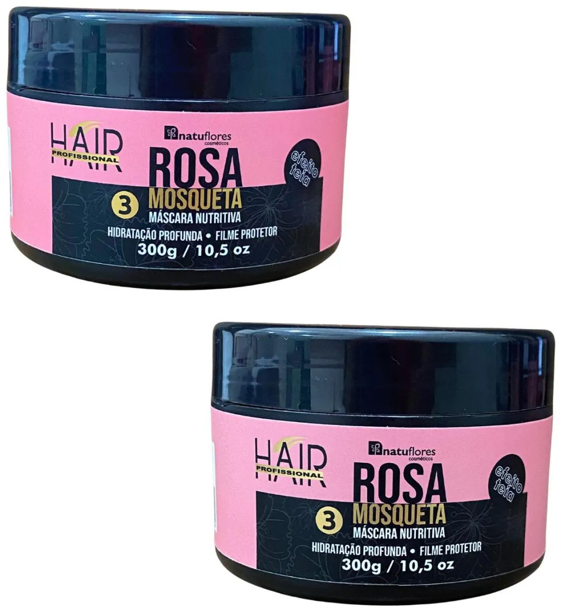 MASCARA NUTRITIVA EFEITO TEIA ROSA MOSQUETA 300GR NATUFLORES KIT 2UND